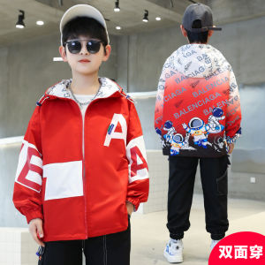 เสื้อแจ็คเก็ตเด็กชายสองด้าน ฤดูใบไม้ร่วง 2025 ใหม่ เสื้อผ้าเด็กสไตล์ลำลอง เสื้อผ้าเด็กชาย ฤดูใบไม้ผลิและฤดูใบไม้ร่วง เสื้อผ้าเด็กชาย