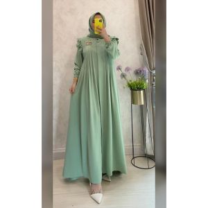 Dress Gamis Wanita Ceringkels Airflow Lengan Panjang Tali Kancing Aktif Busui Full Bawah Mewah Murah Berkualitas