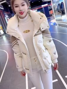 LILY MOST White Duck down Jacket Detachable Hat Womens Winter New Style Short Coat No Wash Straight Tube Thickened Long Sleeve