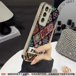 OPPO Reno14 New Fashion Personality Colorful Totem Full Cover Anti-Fall Phone Case with Stand Electroplated Lambskin High-End Small Audience