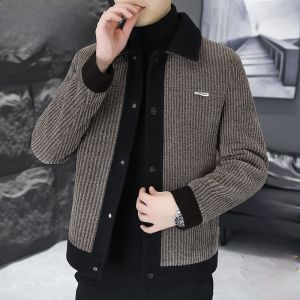 HENGYUANXIANG | Hengyuanxiang Thickened Cotton Woolen Jacket For Men Autumn Winter Fashionable Korean Style Color Block Design Standard Fit