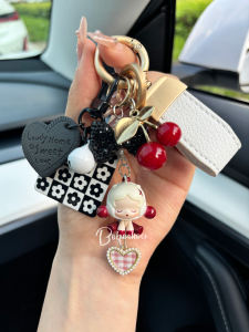 Cute Car Keychain Ring Circle Healing Series Small Pendant Jewelry Lovely Girls High-End Feeling Bubble Monster Trendy Toy