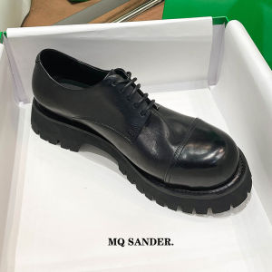 Retro Mens Casual Leather Shoes Thick Bottom round Toe Washed Horsehide Fashionable Derby Shoes Comfortable Wear for Daily Use