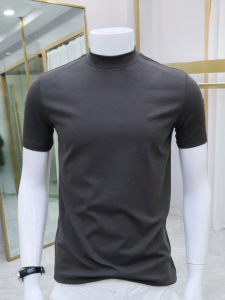 Áo Thun Nam Cổ Cao Tay Ngắn Mùa Hè Ôm Vừa Vặn Chất Liệu Cotton Pha Trộn Thời Trang Thường Ngày Phong Cách Mỹ Thương Hiệu Hợp Thời Trang