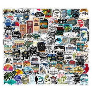 100pcs Fishing Stickers Waterproof Skateboard Motorcycle Guitar Luggage Laptop Bicycle Sticker Kids Toys