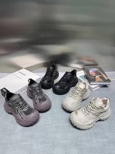 Wanita Tayar Paris 2024 Kasut Ayah Baharu Musim Bunga dan Musim Gugur Tapak Tebal Jala Bertali Bertali Penyekat Warna Kasut Kasual Sukan Bertambah Tinggi untuk Wanita