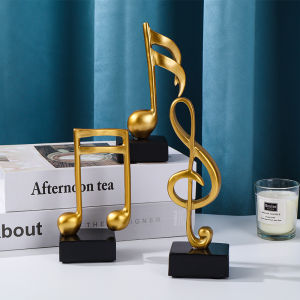 3-Piece Set of Musical Note Sculptures Resin Figurines Decoration Home Decorative Ornaments for Bedroom Study and Office