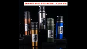 Bình Nước Giữ Nhiệt Good 800-1000ML Thể Thao 12 Tiếng Làm Từ Inox 304 An Toàn Tuyệt Đối Chọn Màu – Bình Giữ Nhiệt Có Nút Nhấn Cốc Cao Cấp