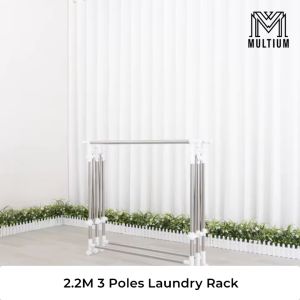 Upgraded H Type Model 2.5M (3 Poles) Drying Rack for Hanging Clothes | Clothes Drying Rack | Retractable Laundry Drying Rack | Clothing Rack | Clothes Hanger Rack | Laundry Drying Outdoor Rack| Laundry Rack Organiser