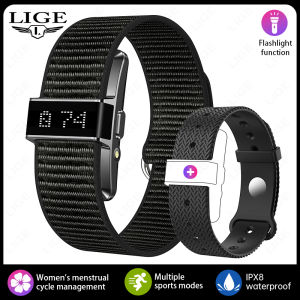 LIGE | LIGE Sports Smart Bracelet With Digital Screen LED Flashlight Heart Rate SpO2 Stress Sleep Monitor Band Call Reminder Smartwatch