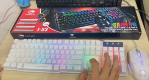 Combo bàn phím chuột giả cơ J-53 (Màu Trắng) Đèn LED RGB 12 chế độ hiệu ứng màu sắc cực đẹp chuột 6D chuyên game