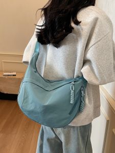 Large Capacity Dumpling Shaped Canvas Crossbody Bag Womens Single Shoulder Commuter Bag Simple Match 2025 New Style