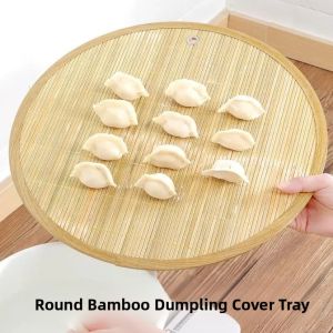 Kitchen round Bamboo Woven Dumpling Tray High Stalk Food Grade Dumpling Cover Mold Pot Sticker Home Use Cooking Tool