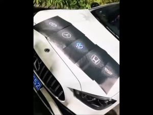 Mitsubishi 2PCS Car Window Center Pillar Sticker Vinyl Carbon Decorative Trim Decal Logo Colum Spot Personalized Anti-Scratch