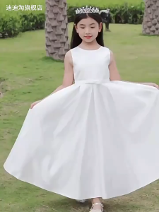 [READY STOCK]Girls Childrens Dress Piano Playing Long Chorus Evening Dress Flower Girl Host Princess Costume for Piano Performance