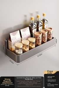 Auzzo | Gun Gray Smooth Magnetic Storage Rack for Cutlery and Condiments