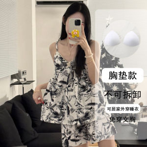 Summer Thin Strap Sleepwear Set for Women Cute Style Home Clothes Outdoor Wearable Two-Piece Suit V-Neck Long Pants Home Comfortable