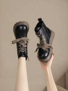 Josiny | Thick Heel British Style Ankle Boots Height Increasing Short Boot