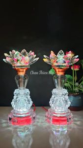 Đèn Bàn Thờ LED 7 Màu CHÂN THIỆN MỸ Đèn Hoa Sen Pha Lê Trang Trí Bàn Thờ Phật Gia Tiên HSPL-20