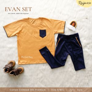 Setelan Kaos Anak Laki-Laki Polos Usia 2-5 Tahun Cotton Combed (Evan Set)