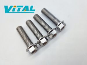 1 cái Vitaltitanium Titanium Bolt M12x45mm Thread Pitch 1.5 Hex Head Flange Bu lông mặt bích lục giác Gr5 titan vít ti bu lông cho xe máy Mortorcycle Xe Ti vít 6al4v Vít giảm xóc 1 miếng Giá 1 miếng
