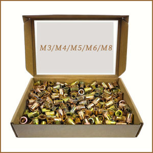 70-500PCS Rivet Nuts M3/M4/M5/M6/M8 Galvanized Surface Treatment Carbon Steel Flat Head Rivet Nut Threaded Insert Nut