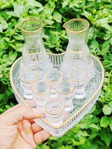 Thickened Gold-Embellished Glass White Wine Cup Chinese Style Beverage Set Single-Piece Liquor Cup Dining Utensils Glassware
