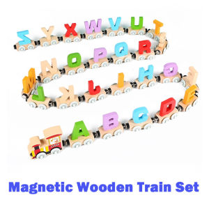 11/12/27pcs Magnetic Wooden Alphabet Number Train Set