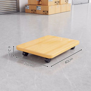 WUBUWEI | Thick Wooden Transport Cart 4 Wheels Swivel Wheels Quiet
