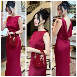 Đầm body rớt lưng siêu sang cực xinh cho nữ chất Phi thái 1 màu đỏ y hình - Váy đầm thời trang nữ đi chơi dự tiệc