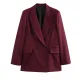 TRAF Women's Blazer Outerwears Office Wear Women Suit Jacket Autumn Long Sleeve Burgundy Blazers Formal Woman Minimalist Blazer. 