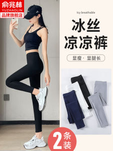 Yuzhao Lin Ice Silk Tight Yoga Pants Womens Outerwear Spring Summer Thin High Waist Elastic Large Size Nine-Piece Pants
