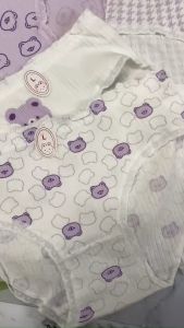 Set 5 Quần lót thun cotton hình  gấu tím 30kg đến 50kg cho bé gái QC22