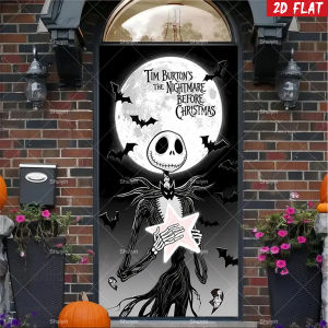 Potdemiel | Halloween Jack Skellington Door Banner Nightmare Before Christmas Background Festival Party Indoor Outdoor Porch Decor Props