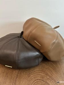 Elegant PU Leather Beret Hat Womens Autumn Winter Small Face Pumpkin Octagonal Cap Street Style Fashion Accessories
