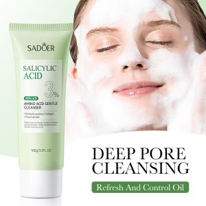 Salicylic Acid Refreshing Exfoliating Cleanser Oil Control Acne Amino Acid Mild Skin Care Deep Cleaning Face Wash 100g for Dull Skin Care