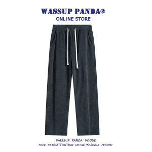 WASSUP PANDA Mens Casual Straight Leg Sports Pants Pure Color Simple Design Drapey Sweatpants Fashionable And Comfortable