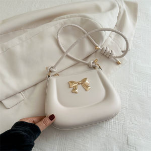 Fashionable Korean Style Butterfly Knot Small Saddle Bag Womens Lipstick Shoulder Crossbody Bag Popular Match Single Shoulder Slanting Bag