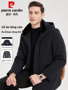 Pierre Cardin | Áo Khoác Dài Có Mũ Lông Chồn Nước cho Mùa Đông