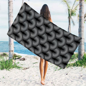 Black White Line Arch Beach Towels Ultra Lightweight Quick Drying Super Absorbent Summer Essential Fast-Drying Towel for Beach