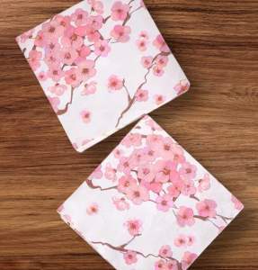 Party Napkin / Serviette (Paper) - Colour Floral Red Cherry Blossom Sakura Print [NSP071]