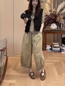 Summer Stylish Lace-Paneled Wide Leg Crop Trousers