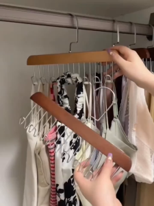 8 Hooks Durable Hanger Solid Wood Hanger Woman Bra Hanger Man Belt Tie Hanger Closet Organizer