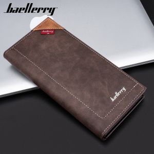 Ví Nam Baellerry Chống RFID Ví Dài Gấp Đôi Chất Liệu Da PU Nhiều Ngăn Đựng Thẻ Thiết Kế Mỏng Phù Hợp Với Túi Vest Phong Cách Giản Dị Màu Trơn