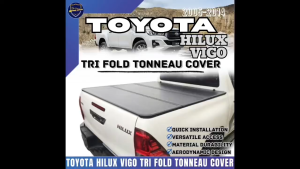 GECA TRI FOLD TONNEAU COVER HILUX VIGO 2005-2014 (ABS) BLACK HT803 (11827)