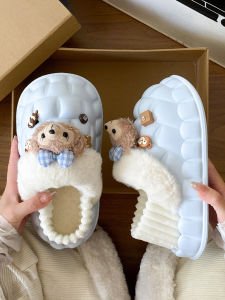Dép Bông Dày Ấm Áp Mùa Đông Cho Nữ Dép Đi Trong Nhà Chống Trượt Đế Ngoài Bằng Cao Su Họa Tiết Hoạt Hình Dễ Thương Đế Dày