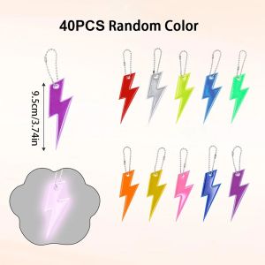 40PCS PVC Reflective Lightning Pendants Sports Outdoor Backpack Keychain Accessories