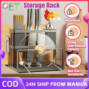 304 Stainless Knife Holder Rack With Cover Knife Holder Organizer Set With Kitchen Utensil Holder Cutting Board Rack With Water Tray Pot Lids Knives Countertop Organizer