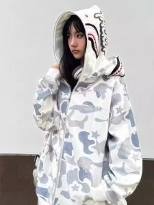 XIBAIYI | Shark Head Double Hooded Cardigan Sweater