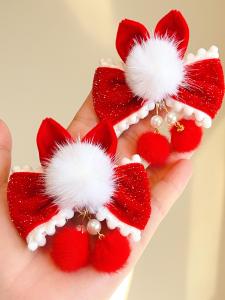 Childrens Hanfu Hair Accessories Ball Butterfly Knot Hair Clips New Year Girls Hair Decorations Traditional Chinese Style